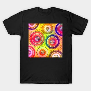 Beads and circles- aboriginal pattern in bright colors T-Shirt